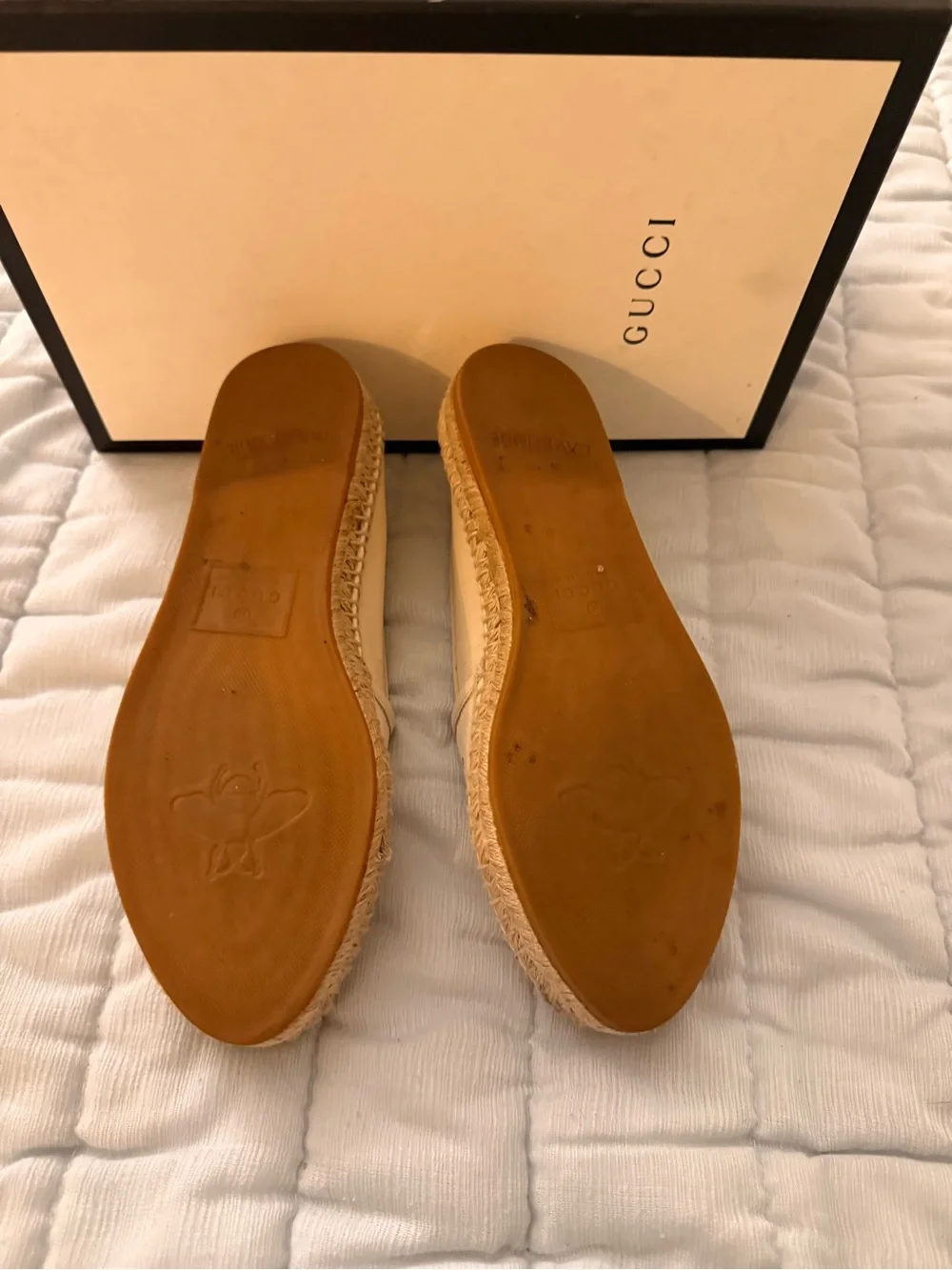Gucci Beige Canvas Logo Espadrilles with Red-Green Web Stripe